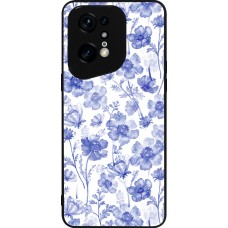 OPPO Find X5 Pro Case Hülle - Silikon schwarz Spring 23 watercolor blue flowers