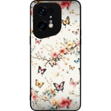 Coque OPPO Find X5 Pro - Silicone rigide noir Spring 25 Papillons Légers