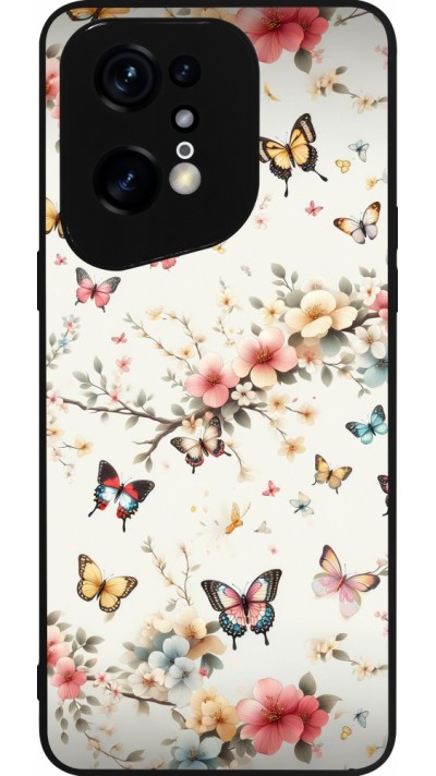 Coque OPPO Find X5 Pro - Silicone rigide noir Spring 25 Papillons Légers