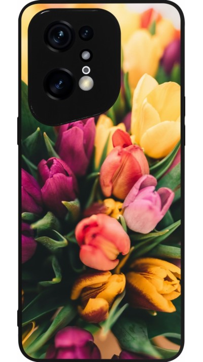 OPPO Find X5 Pro Case Hülle - Silikon schwarz Bouquet of tulips Spring 2026