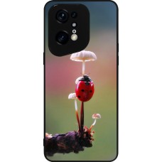 Coque OPPO Find X5 Pro - Silicone rigide noir Ladybird on a mushroom Spring 2026