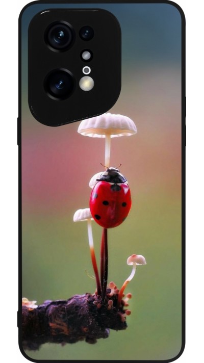 OPPO Find X5 Pro Case Hülle - Silikon schwarz Ladybird on a mushroom Spring 2026