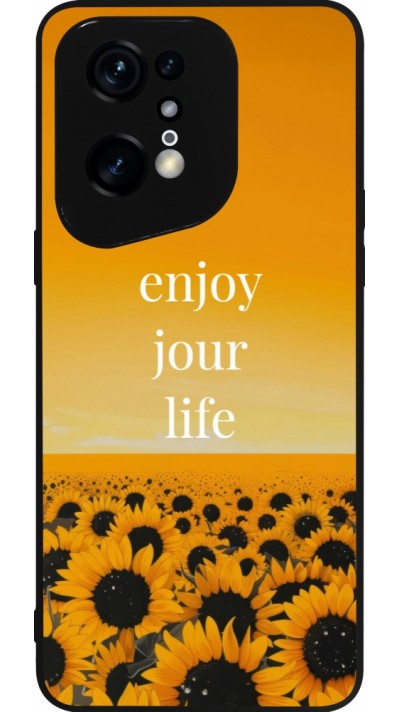 Coque OPPO Find X5 Pro - Silicone rigide noir Summer 2025 Enjoy your life