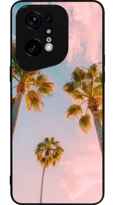Coque OPPO Find X5 Pro - Silicone rigide noir Summer 2025 Palmiers