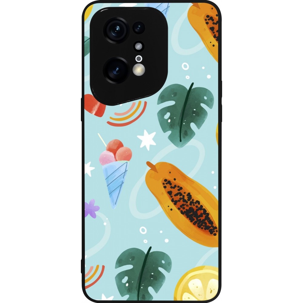 OPPO Find X5 Pro Case Hülle - Silikon schwarz Summer 2025 Pattern papaya