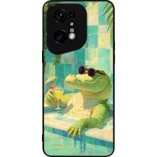 OPPO Find X5 Pro Case Hülle - Silikon schwarz Crocodile in the swimming pool Summer 2026