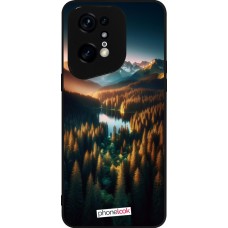 OPPO Find X5 Pro Case Hülle - Silikon schwarz Sonnenuntergang Waldsee