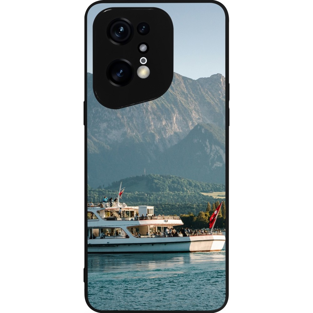 Coque OPPO Find X5 Pro - Silicone rigide noir Fête Nationale Suisse Bateau Leman