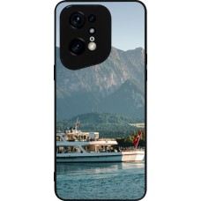 Coque OPPO Find X5 Pro - Silicone rigide noir Fête Nationale Suisse Bateau Leman