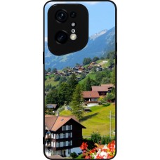 Coque OPPO Find X5 Pro - Silicone rigide noir Fête Nationale Suisse Paysage