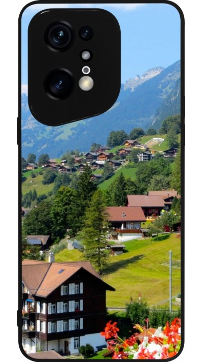 Coque OPPO Find X5 Pro - Silicone rigide noir Fête Nationale Suisse Paysage