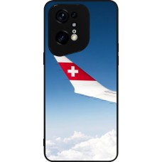 Coque OPPO Find X5 Pro - Silicone rigide noir Fête Nationale Suisse Sky Swiss Flag