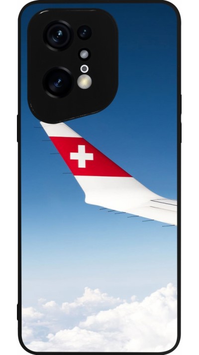 Coque OPPO Find X5 Pro - Silicone rigide noir Fête Nationale Suisse Sky Swiss Flag
