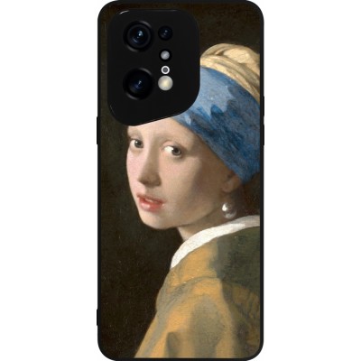 Coque OPPO Find X5 Pro - Silicone rigide noir Tableau art - La Jeune fille à la perle - Johannes Vermeer