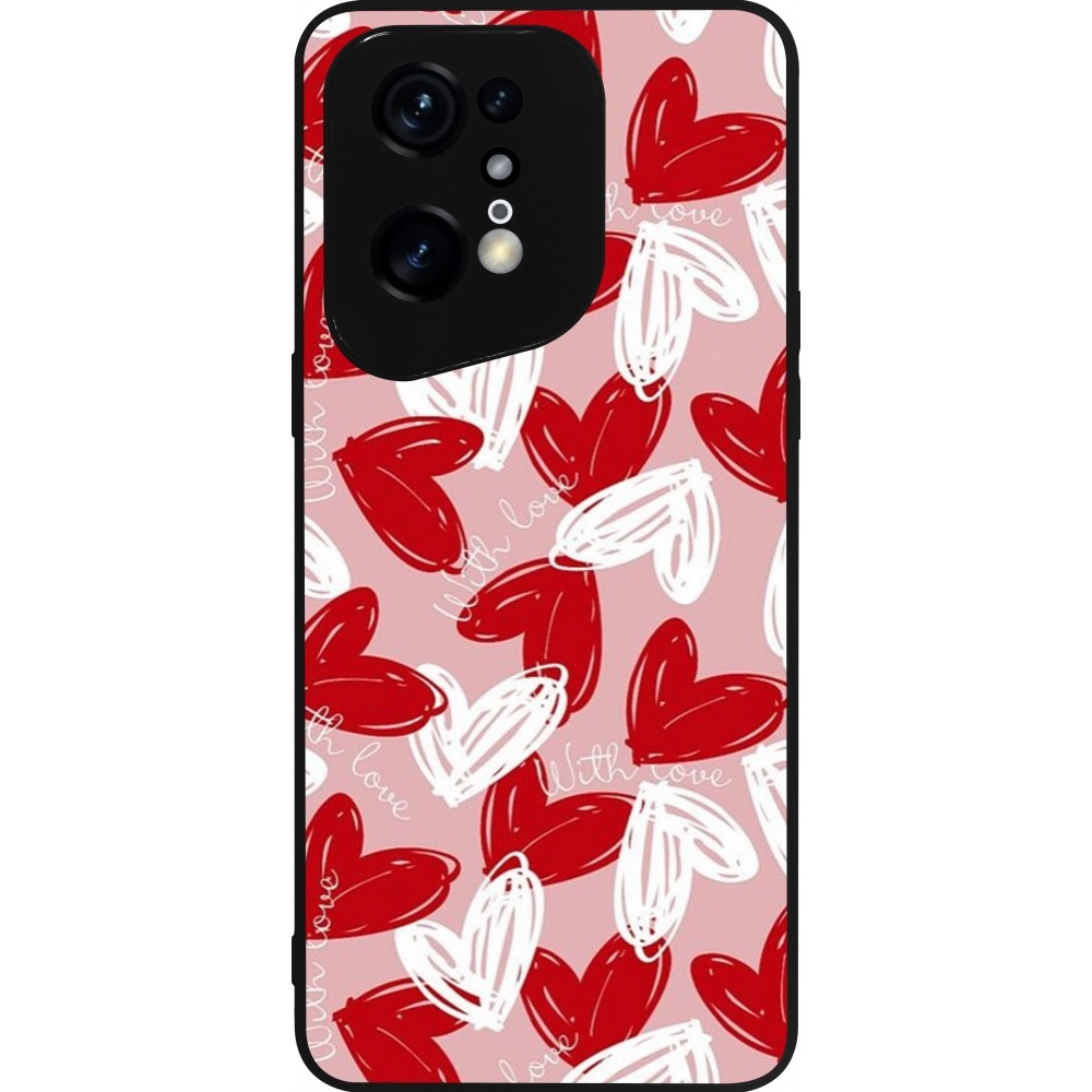 OPPO Find X5 Pro Case Hülle - Silikon schwarz Valentine 2024 with love heart