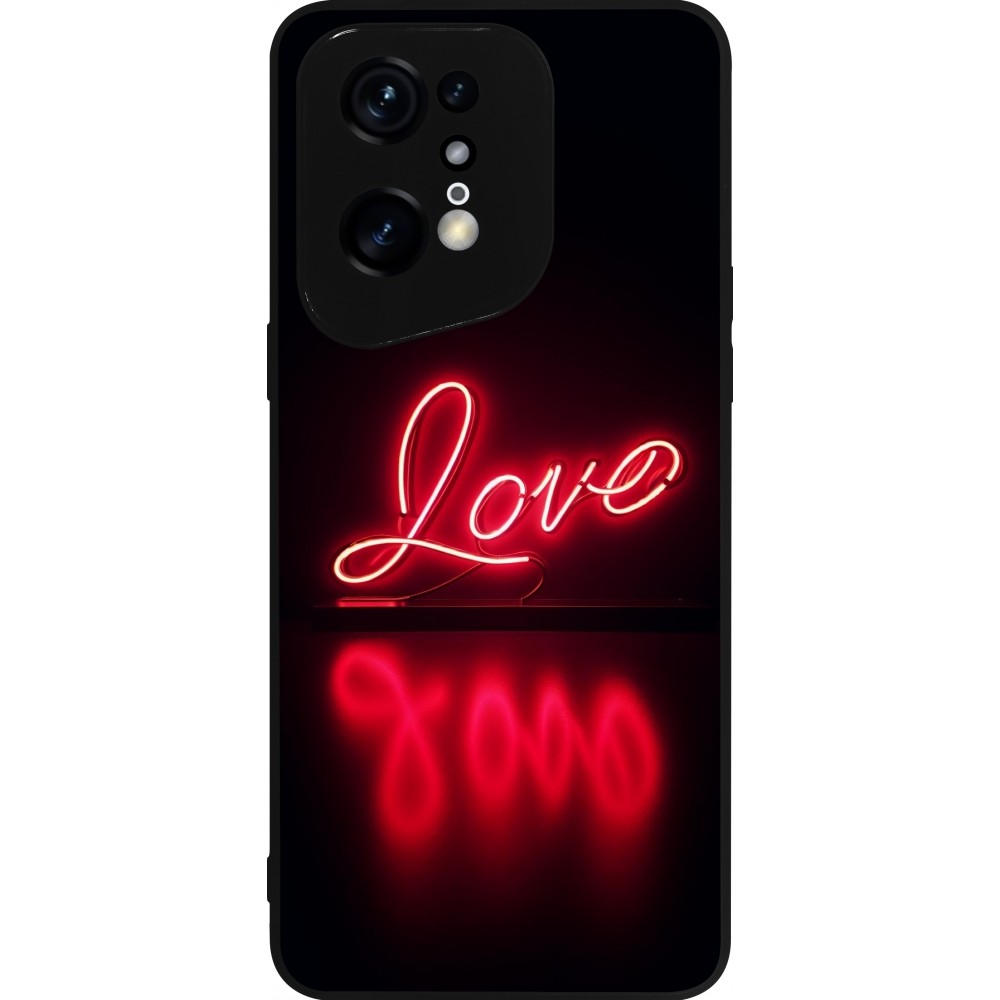 Coque OPPO Find X5 Pro - Silicone rigide noir Valentine 2025 Neon Love