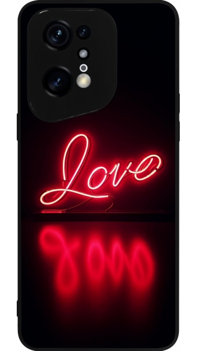 Coque OPPO Find X5 Pro - Silicone rigide noir Valentine 2025 Neon Love