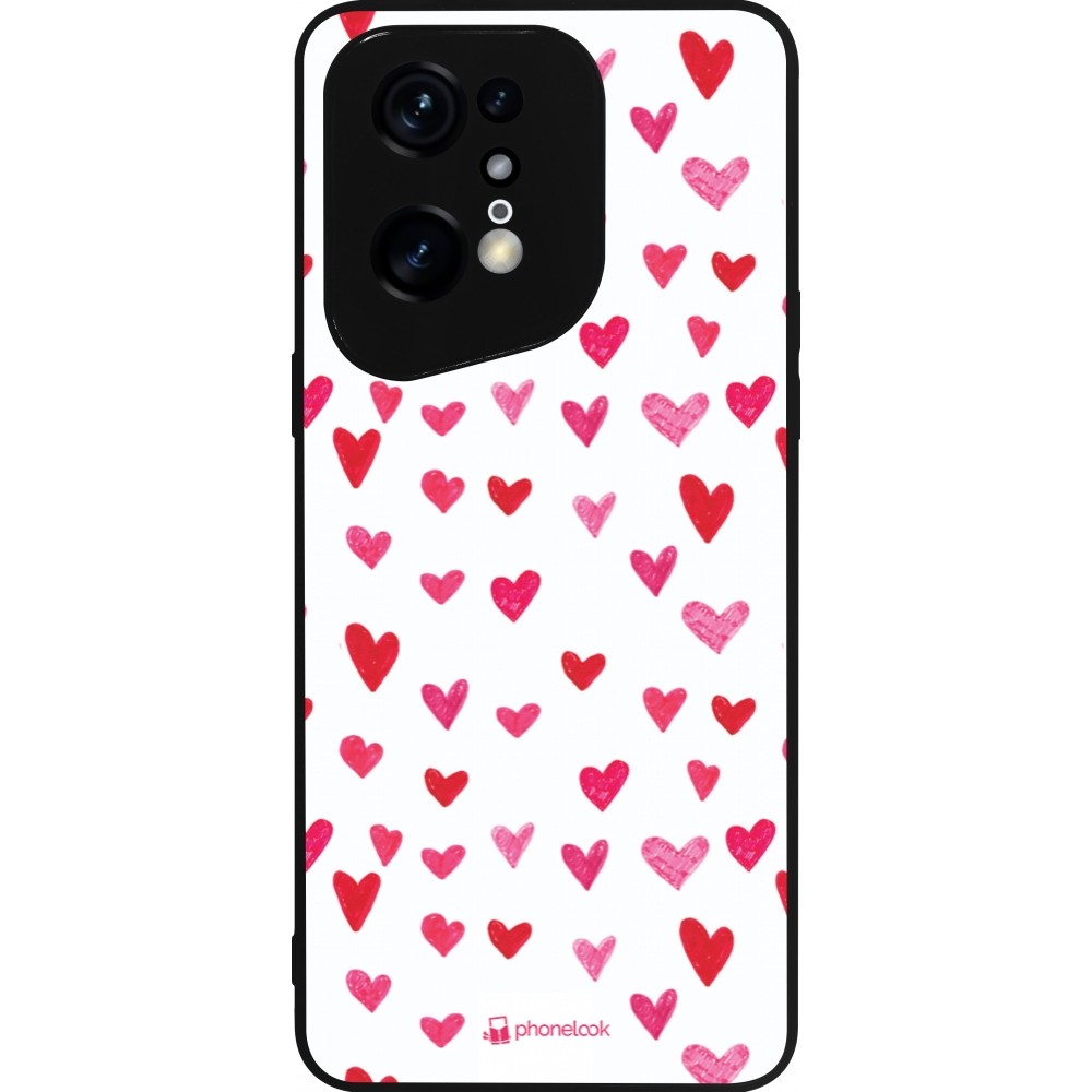 OPPO Find X5 Pro Case Hülle - Silikon schwarz Valentine 2022 Many pink hearts