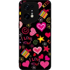 OPPO Find X5 Pro Case Hülle - Silikon schwarz Valentine 2023 love symbols