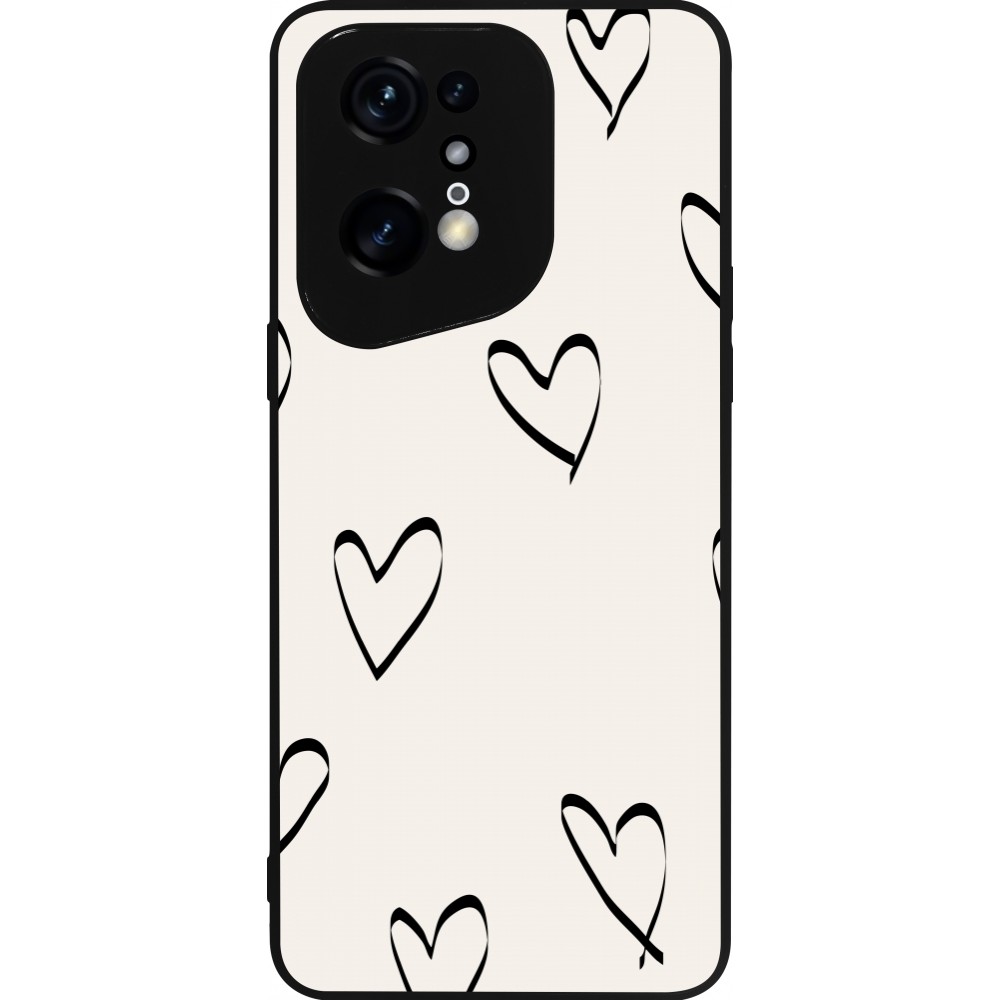 OPPO Find X5 Pro Case Hülle - Silikon schwarz Valentine 2023 minimalist hearts