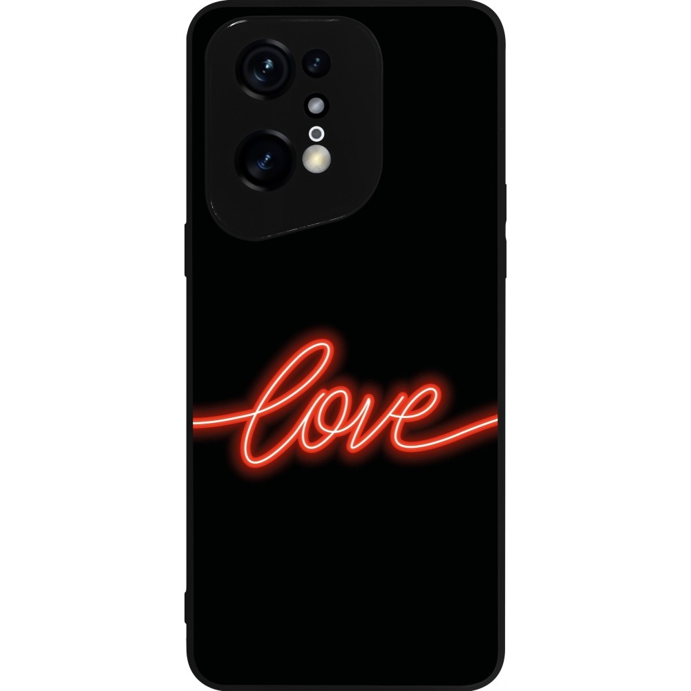 OPPO Find X5 Pro Case Hülle - Silikon schwarz Valentine 2023 neon love
