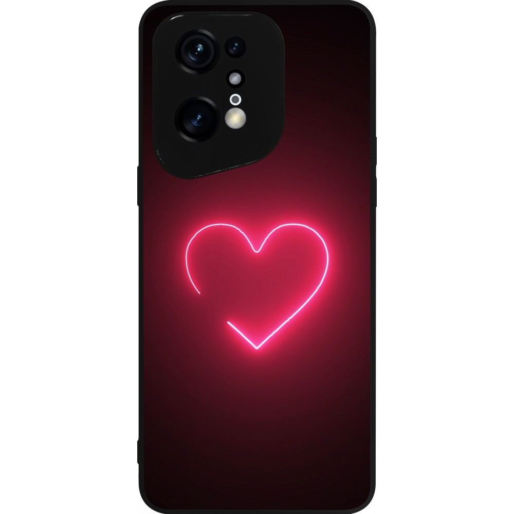OPPO Find X5 Pro Case Hülle - Silikon schwarz Valentine 2023 single neon heart
