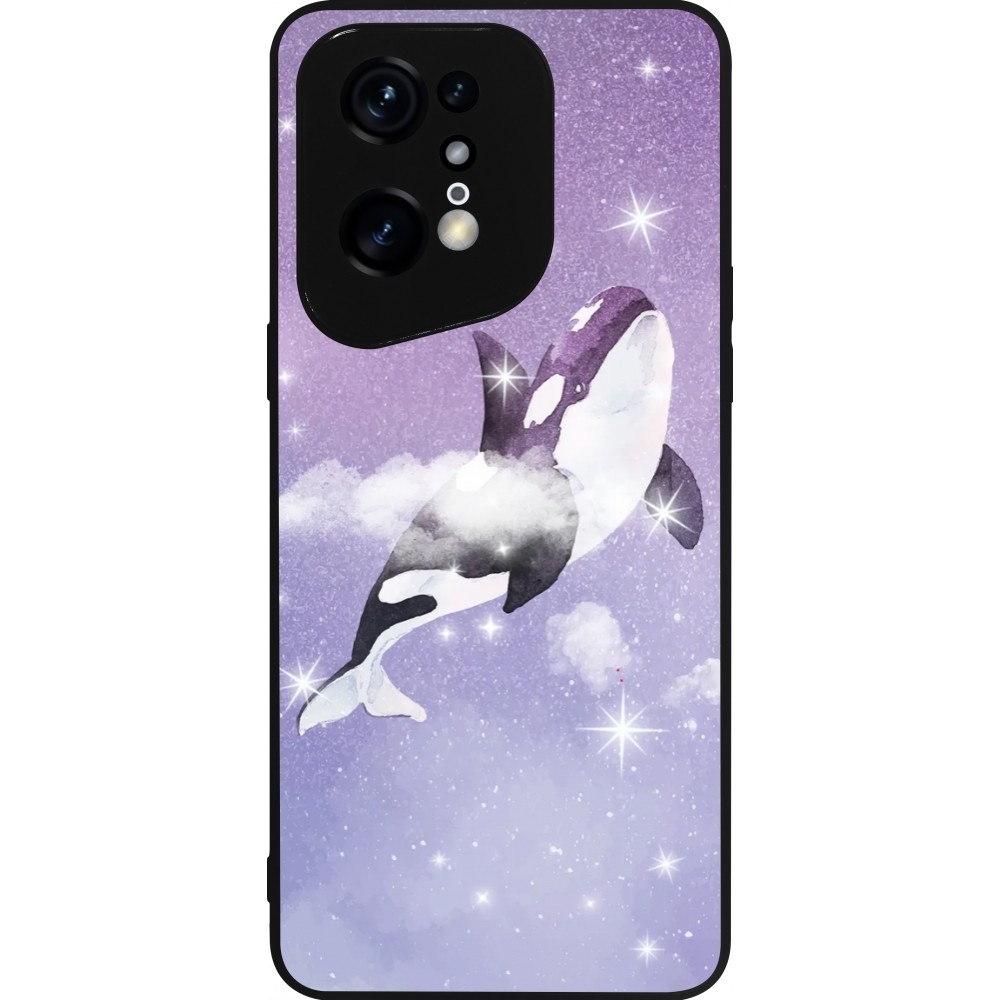 OPPO Find X5 Pro Case Hülle - Silikon schwarz Whale in sparking stars