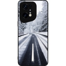 OPPO Find X5 Pro Case Hülle - Silikon schwarz Winter 22 Snowy Road