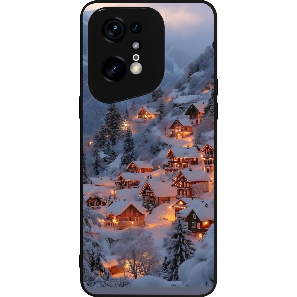 OPPO Find X5 Pro Case Hülle - Silikon schwarz Winter 25 Winter snowy village