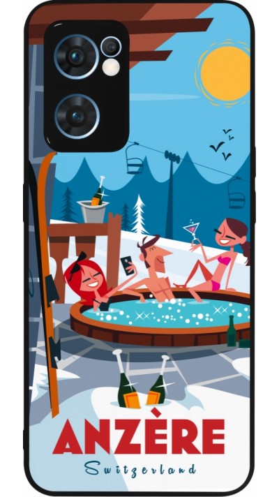 Coque OPPO Reno7 5G - Silicone rigide noir Anzère Mountain Jacuzzi