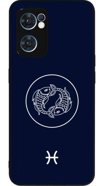 Coque OPPO Reno7 5G - Silicone rigide noir Astrologie Poissons