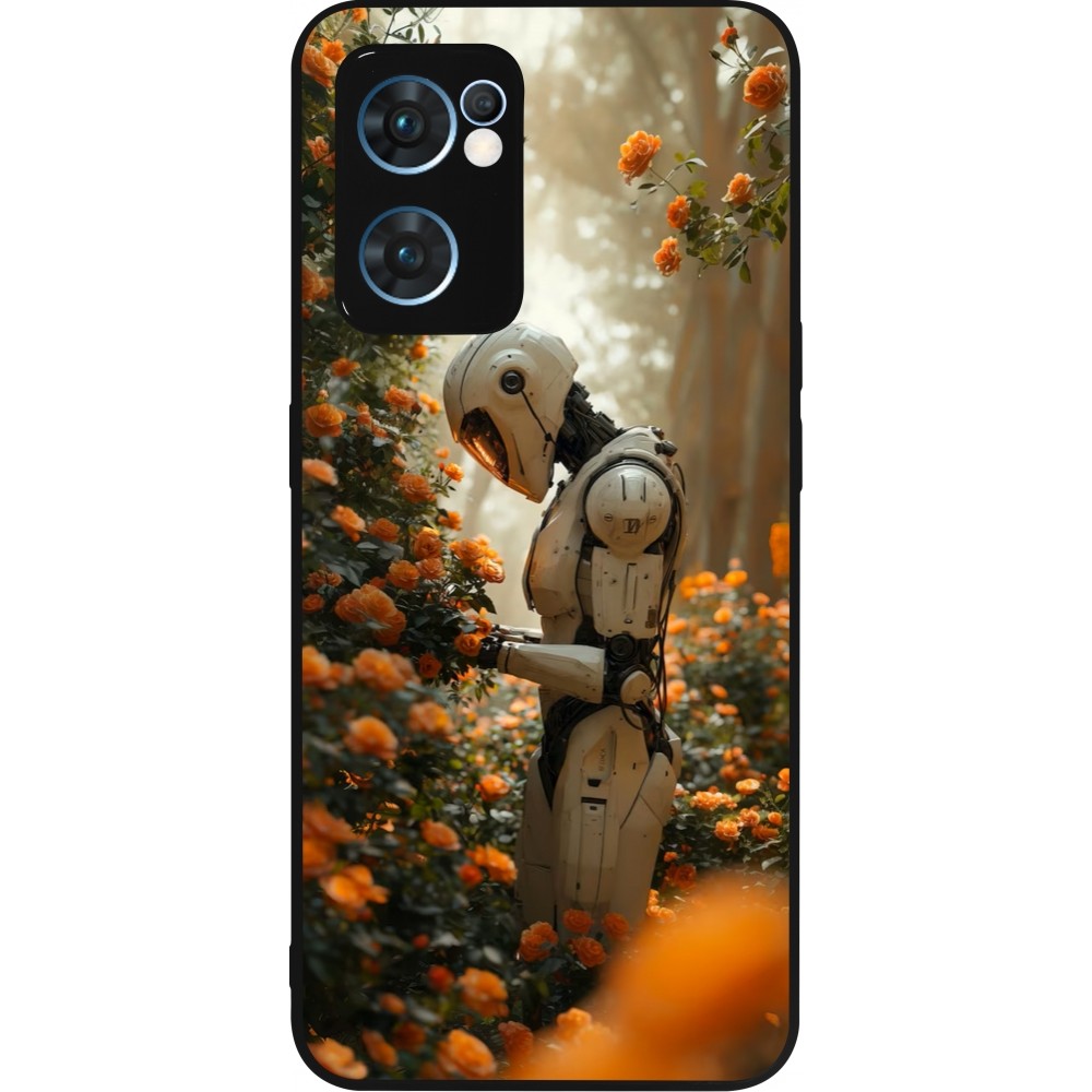 OPPO Reno7 5G Case Hülle - Silikon schwarz Astronaut flowers 2025