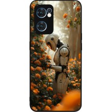 OPPO Reno7 5G Case Hülle - Silikon schwarz Astronaut flowers 2025