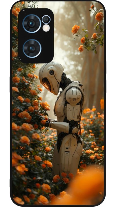 OPPO Reno7 5G Case Hülle - Silikon schwarz Astronaut flowers 2025