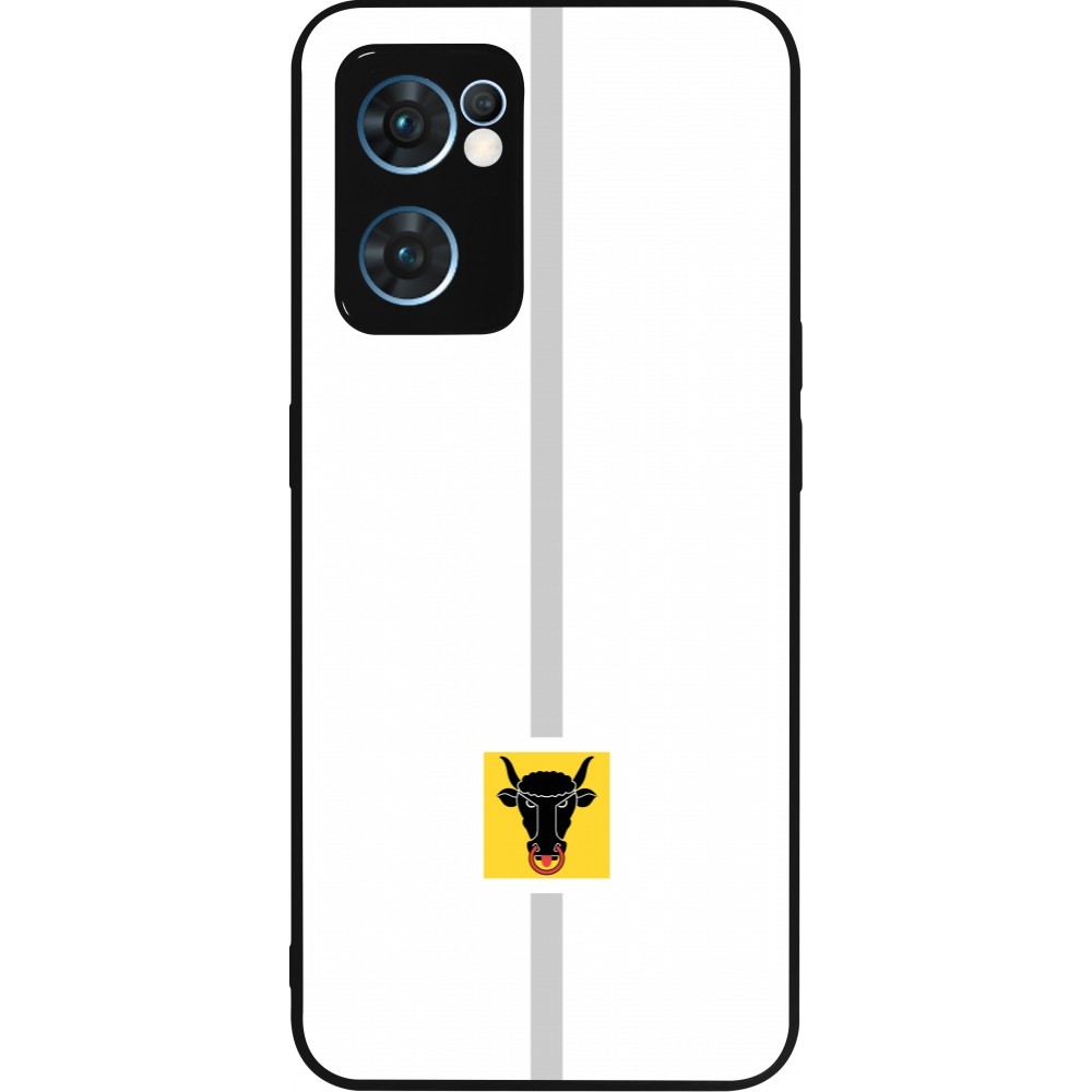 Coque OPPO Reno7 5G - Silicone rigide noir Canton UR blanc