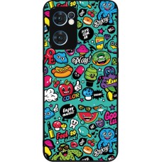 Coque OPPO Reno7 5G - Silicone rigide noir Cartoons old school