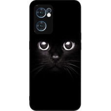 Coque OPPO Reno7 5G - Silicone rigide noir Cat eyes