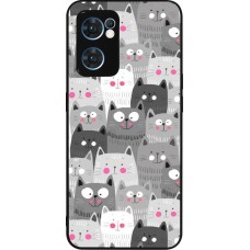 OPPO Reno7 5G Case Hülle - Silikon schwarz Katzenschwärme