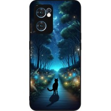 OPPO Reno7 5G Case Hülle - Silikon schwarz Schwarze Katze Spaziergang