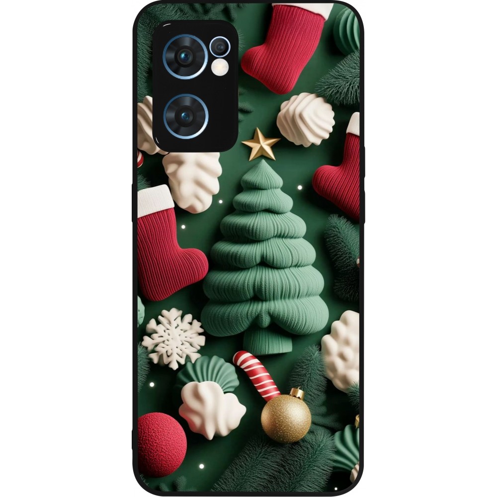 Coque OPPO Reno7 5G - Silicone rigide noir Christmas 25 Christmas textiles