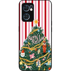 Coque OPPO Reno7 5G - Silicone rigide noir Christmas 25 Happy Holiday
