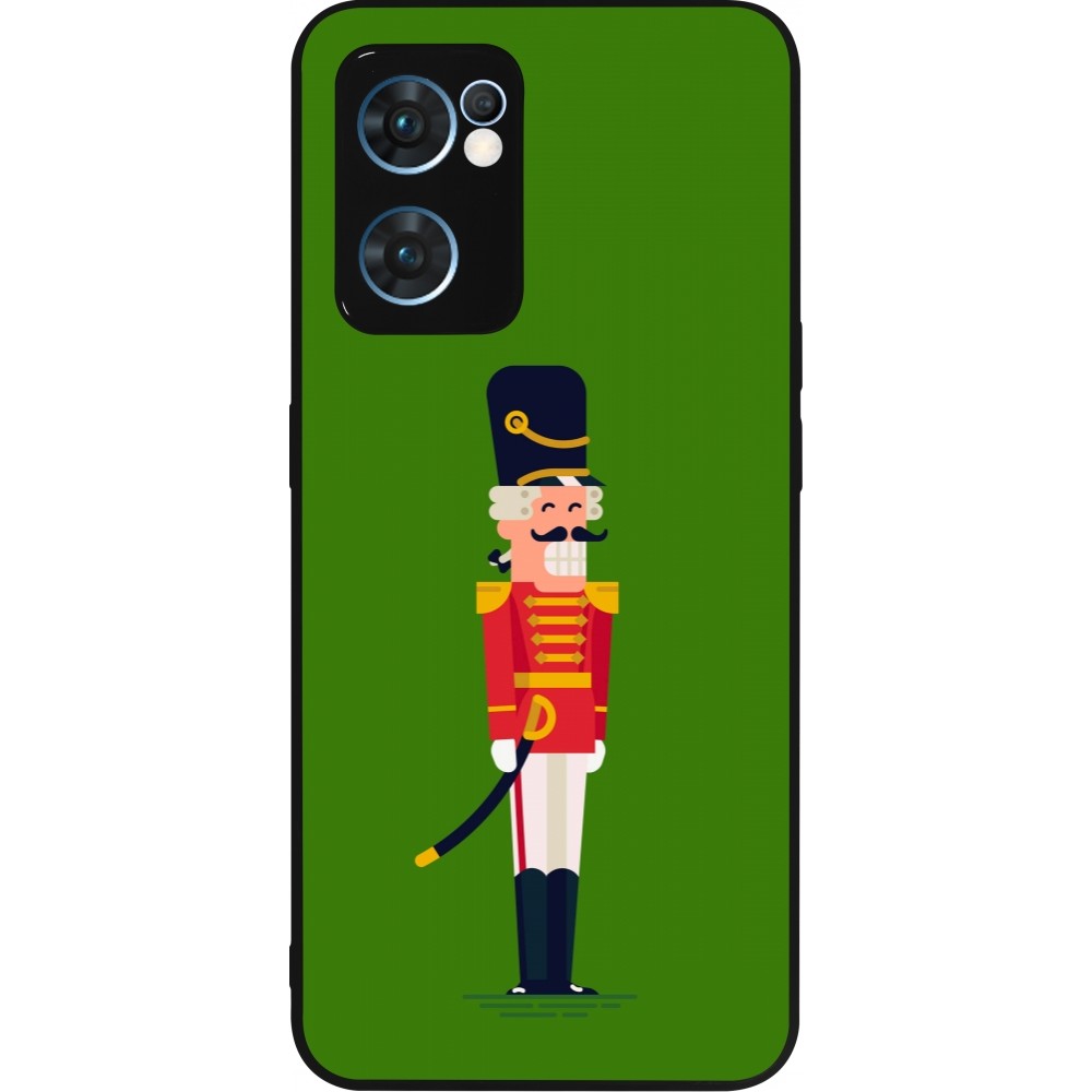 Coque OPPO Reno7 5G - Silicone rigide noir Christmas 25 Nutcracker Green