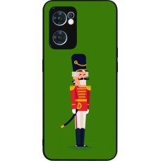 Coque OPPO Reno7 5G - Silicone rigide noir Christmas 25 Nutcracker Green