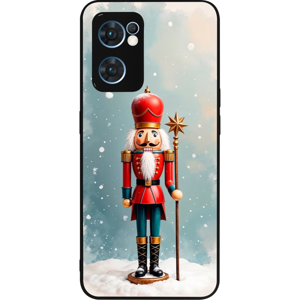 Coque OPPO Reno7 5G - Silicone rigide noir Christmas 25 Nutcracker Snow