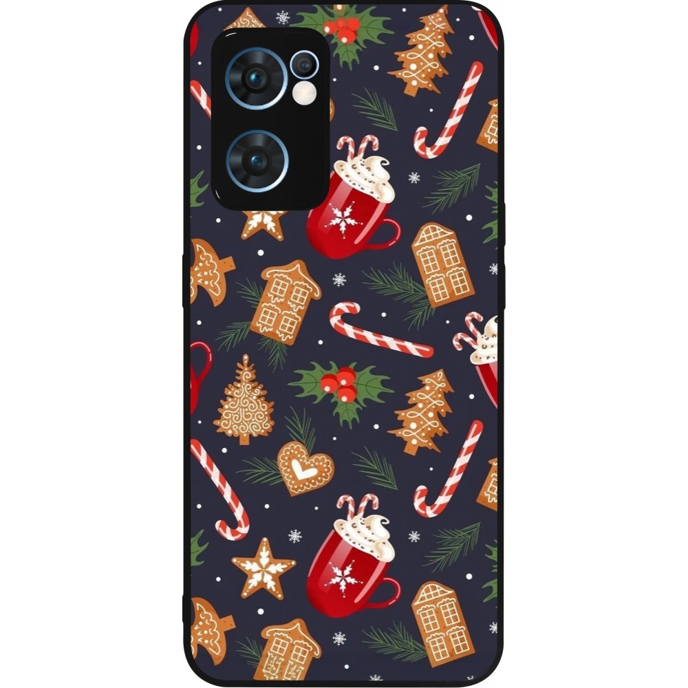 OPPO Reno7 5G Case Hülle - Silikon schwarz Christmas 25 Pattern Gingerbread House