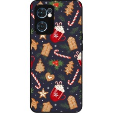 OPPO Reno7 5G Case Hülle - Silikon schwarz Christmas 25 Pattern Gingerbread House