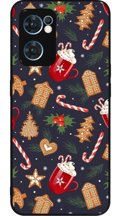 Coque OPPO Reno7 5G - Silicone rigide noir Christmas 25 Pattern Gingerbread House