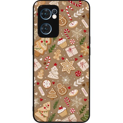 Coque OPPO Reno7 5G - Silicone rigide noir Christmas 25 Pattern Ginger Cookie