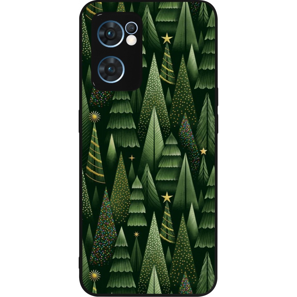 Coque OPPO Reno7 5G - Silicone rigide noir Christmas 25 Pattern Xmas Tree