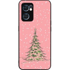 Coque OPPO Reno7 5G - Silicone rigide noir Christmas 25 Pink Tree